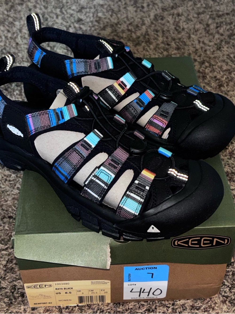 Keen Newport H2 1003480 Womens US 8.5 Hiking Sandal Raya Black Closed Toe